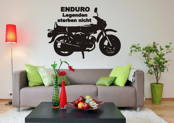 Wandtattoo - DDR Moped - ENDURO - "Legenden sterben nicht."