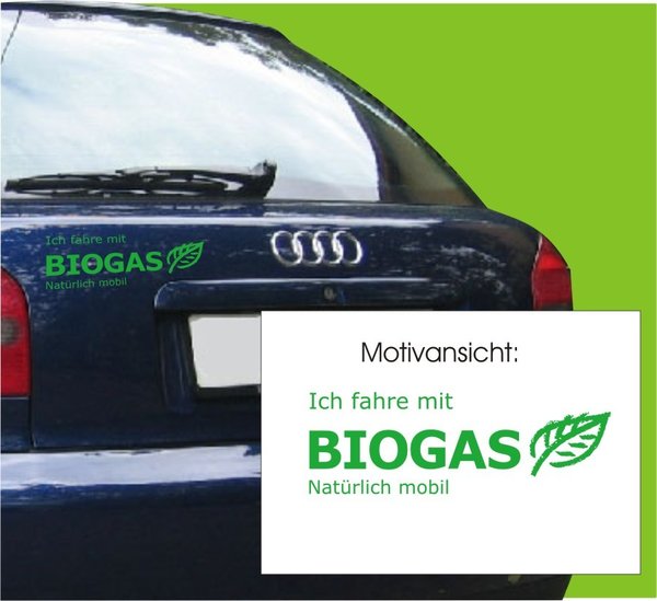 Ich fahre mit Biogas - Natürlich Mobil - Autoaufkleber