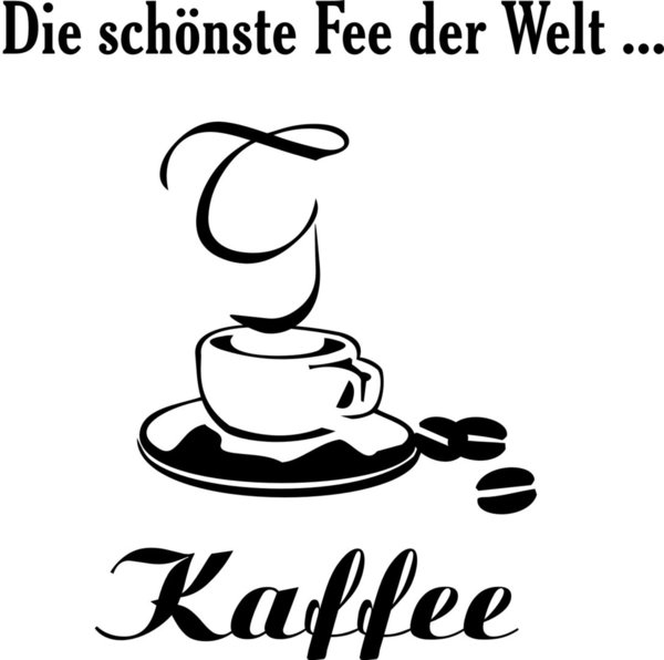 Kaffee - Fee - Aufkleber - Wandtattoo