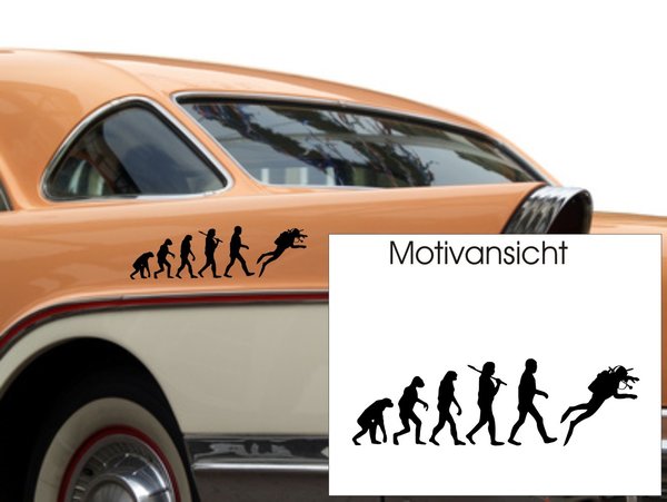 Evolution - Taucher - Tauchen - Autoaufkleber