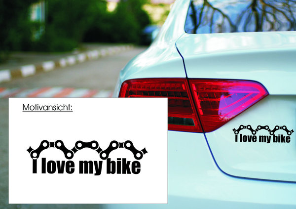 Autoaufkleber - "I love my bike" - Kette