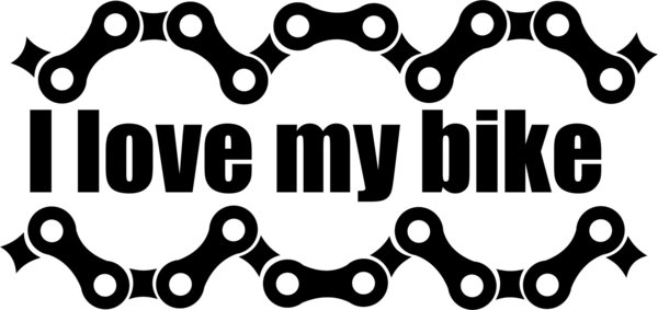 Wandtattoo - "I love my bike" - Kette
