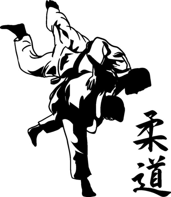 Wandtattoo - Judo, Kampfsport mit Kanji-Schriftzeichen