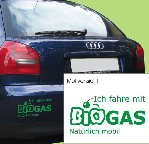 Ich fahre mit Biogas - Natürlich Mobil - Autoaufkleber (mit Kirsche)